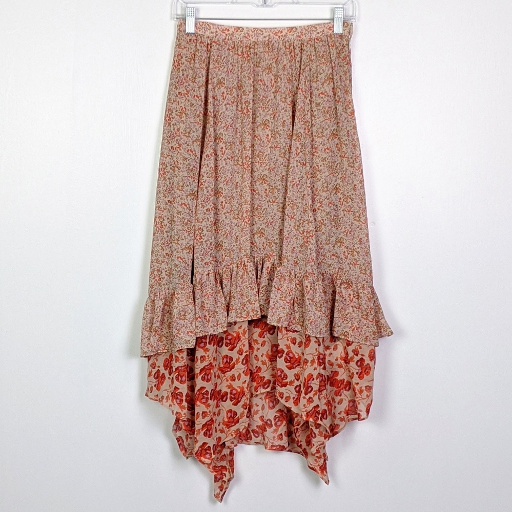 Free People Zuma Drippy Ruffle Skirt Size 8 NWT